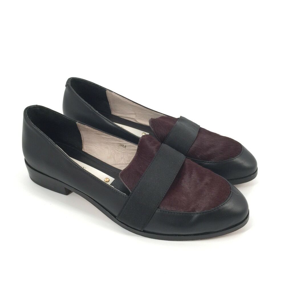 Matt Bernson Coltrane Calf Hair Loafers 9 M Burgundy Red Black Dress Shoes